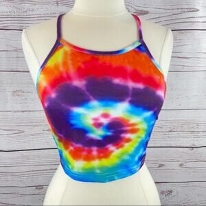 SHEIN tie dye crop top rainbow multicolor